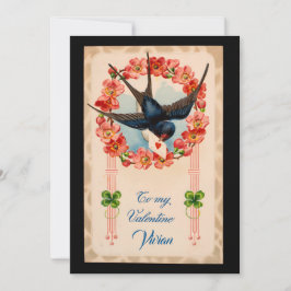 Vintage Bird voor mijn Valentijnsdag aangepast Feestdagenkaart