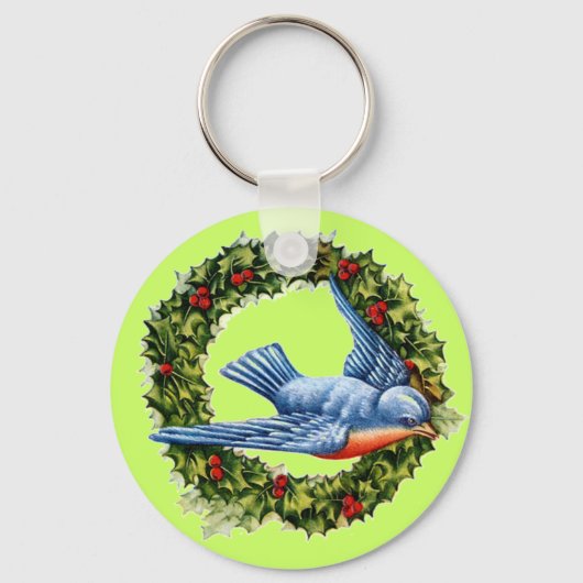 Vintage Bird Wreath Sleutelhanger (Voorkant)