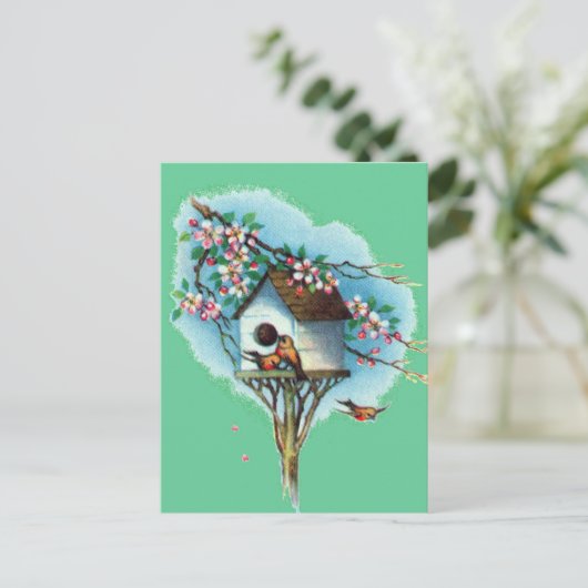 Vintage Birdhouse Briefkaart (Staand voorkant)