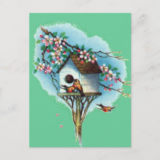 Vintage Birdhouse Briefkaart (Voorkant)