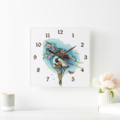 Vintage Birdhouse Vierkante Klok (Huis)