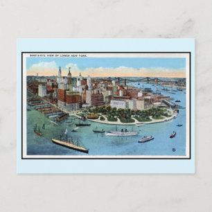Vintage Bird's Eye Uitzicht van de stad New York Briefkaart