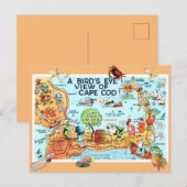 "Vintage Birds Eye View Of Cape Cod" Briefkaart (Voorkant / Achterkant)