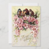 Vintage Birds & Flowers Bonne Annee Feestdagenkaart (Voorkant)