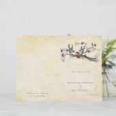 Vintage Birds Fuchsia & Gray Trouwprogramma (Staand voorkant)