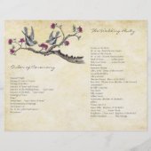 Vintage Birds Fuchsia & Gray Trouwprogramma (Achterkant)