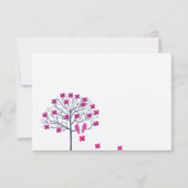 Vintage Birds Fuchsia & Navy Trouw Uitnodiging (Achterkant)