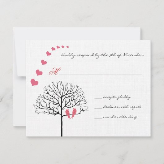 Vintage Birds Honeysuckle Roze Trouw Uitnodiging (Voorkant)