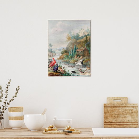 Vintage Birds Illustration Poster (Keuken)