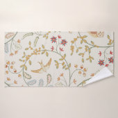 Vintage birds in foliage with flowers seamless pat badhanddoek (Badhanddoek)