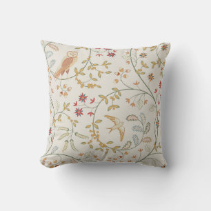 Vintage birds in folio with flowers seamless pat kussen