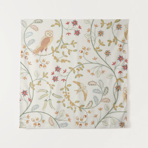 Vintage birds in folio with flowers seamless pat wandkleed