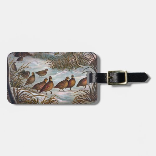 Vintage Birds in the Snow Bagagelabel (Voorkant horizontaal)