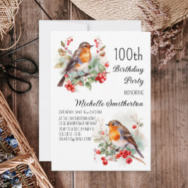 Vintage Birds Robin Roodborst 100ste Verjaardag Kaart