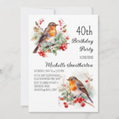 Vintage Birds Robin Roodborst 40e Verjaardag Kaart (Voorkant)