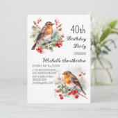 Vintage Birds Robin Roodborst 40e Verjaardag Kaart (Staand voorkant)