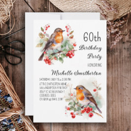 Vintage Birds Robin Roodborst 60e Verjaardag Kaart