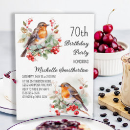 Vintage Birds Robin Roodborst 70ste Verjaardag Kaart