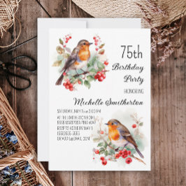 Vintage Birds Robin Roodborst 75e Verjaardag Kaart
