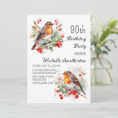 Vintage Birds Robin Roodborst 90ste Verjaardag Kaart (Staand voorkant)