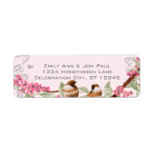 Vintage Birds Roze Kersenbloesem Labels (Voorkant)