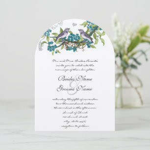 Vintage Birds Turquoise Paars & Groen Trouwkaarten Kaart