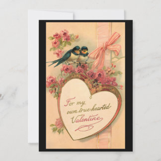 Vintage Birds Valentijnsdag op Maat Feestdagenkaart