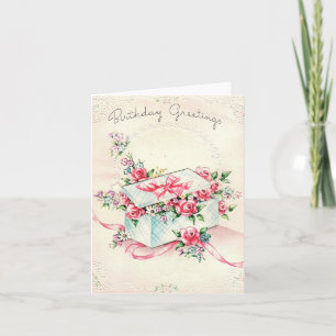 Vintage Birthday Box of Flowers Card Kaart