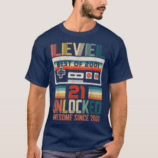 Vintage Birthday Gift Best Of 2001 Unlocked Level  T-shirt