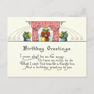 Vintage Birthday Greetings Briefkaart