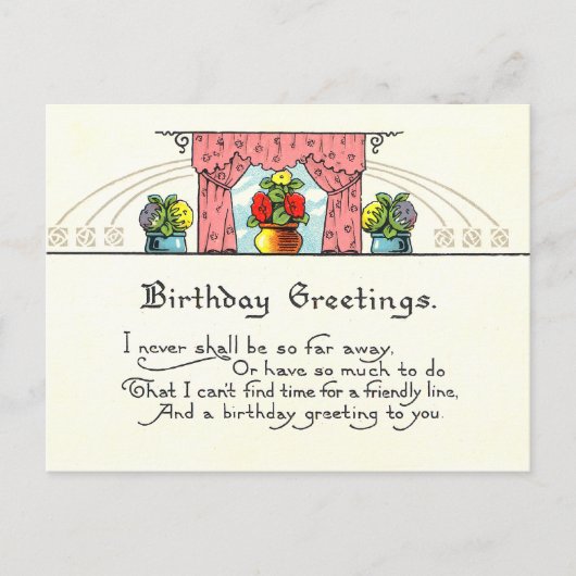 Vintage Birthday Greetings Briefkaart (Voorkant)