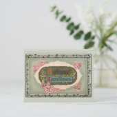 Vintage birthday greetings briefkaart (Staand voorkant)