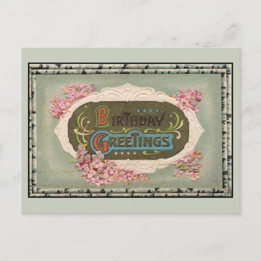 Vintage birthday greetings briefkaart (Voorkant)