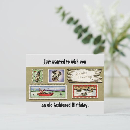 Vintage Birthday Greetings Briefkaart (Staand voorkant)