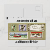 Vintage Birthday Greetings Briefkaart (Voorkant / Achterkant)