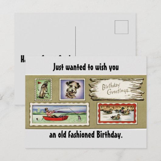 Vintage Birthday Greetings Briefkaart (Voorkant / Achterkant)