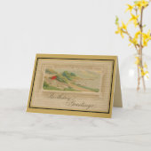 Vintage birthday greetings kaart (Gele Bloem)