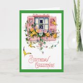 Vintage Birthday Greetings Kaart (Voorkant)