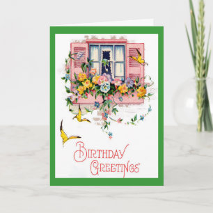 Vintage Birthday Greetings Kaart