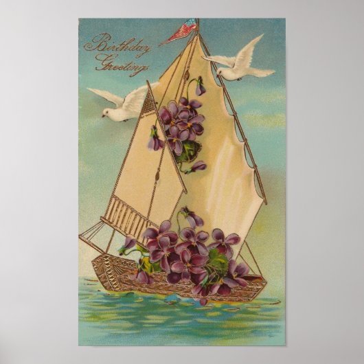 Vintage Birthday Greetings Poster (Voorkant)