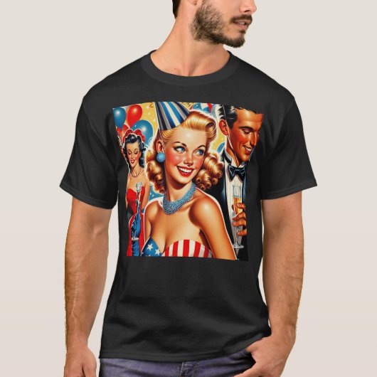 Vintage Birthday Illustration T-shirt (Voorkant)