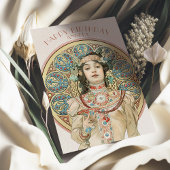 Vintage Birthday Kaart Alphonse Mucha Champagne