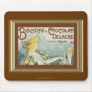 Vintage Biscuits Chocolat Delacre ad Mousepad Muismat