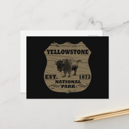 Vintage Bizon Yellowstone National Park Feestdagenkaart (Voorkant / Achterkant in situ)