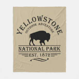 Vintage Bizon Yellowstone National Park Fleece Deken