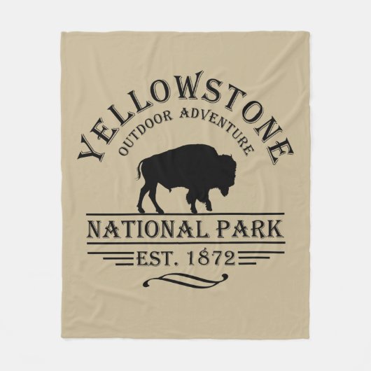 Vintage Bizon Yellowstone National Park Fleece Deken (Voorkant)