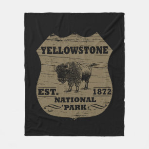 Vintage Bizon Yellowstone National Park Fleece Deken