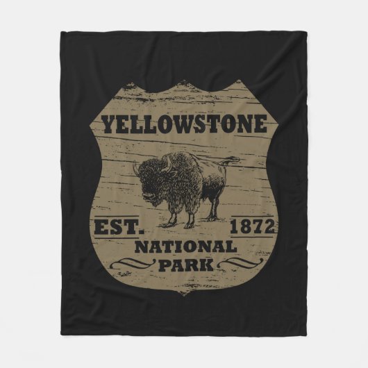 Vintage Bizon Yellowstone National Park Fleece Deken (Voorkant)