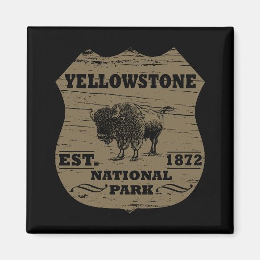 Vintage Bizon Yellowstone National Park Magneet (Voorkant)