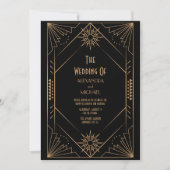 Vintage Black and Gold Art Deco Wedding Kaart (Voorkant)